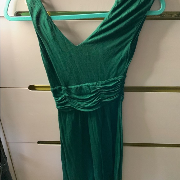 BCBGMaxAzria sz XS green with one gold strap knee length dress - Picture 2 of 4